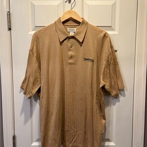 Reserved Men's Polo Shirt in Tan with Subtle Check